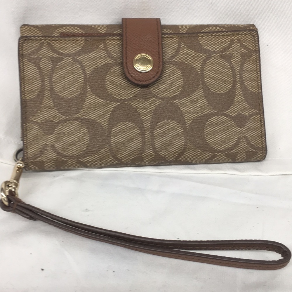 Coach Brown Signature Wristlet - Picture 2 of 7